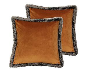 Paoletti Kiruna Twin Pack Feather Filled Cushions, Rust, 45 x 45cm