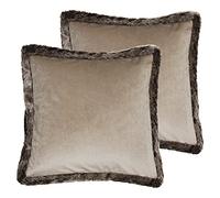 Paoletti Kiruna Twin Pack Feather Filled Cushions, Taupe, 45 x 45cm