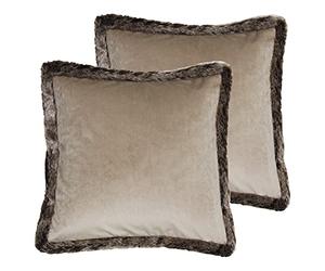 Paoletti Kiruna Twin Pack Feather Filled Cushions, Taupe, 45 x 45cm