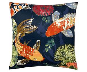 Paoletti Koi Pond Cushion Cover, Polyester, Cotton, Midnight
