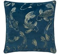 Paoletti Koi Pond Embroidered Velvet Feather Rich Cushion