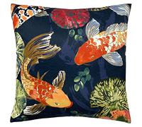 Paoletti Koi Pond Polyester Filled Cushion, Polyester, Cotton, Midnight