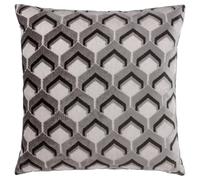 Paoletti Ledbury Velvet Jacquard Cushion Cover, Grey/Black