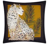 Paoletti Leopardis Cat Printed Outdoor Cushion Cover - Black/Gold - 50x50cm