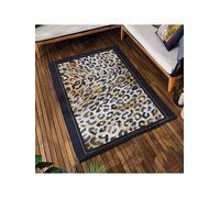 Paoletti Leopardis Black Leopard Printed Indoor and Outdoor Rug 170 x 170cm - Wilko