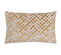 Paoletti Lexington Velvet Jacquard Feather Filled Cushion, 40cm x 60cm, Gold