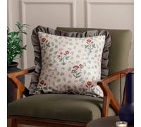 Riva Paoletti Cushion Seventy Three Linen Renata Floral Ruffle, Polyester-filled, Multicolour 50x50cm