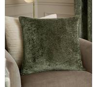 Paoletti Lustre Velvet Polyester Filled Cushion - Crushed Velvet Luxury Textured Piped Edge Decorative Pillow (Malachite Green - 50x50cm)