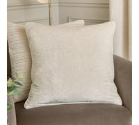 Paoletti Lustre Velvet Polyester Filled Cushion - Crushed Velvet Luxury Textured Piped Edge Decorative Pillow (Ivory - 50x50cm)
