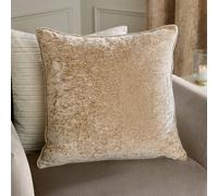 Paoletti Lustre Velvet Polyester Filled Cushion - Crushed Velvet Luxury Textured Piped Edge Decorative Pillow (Champagne - 50x50cm)