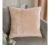Paoletti Lustre Velvet Polyester Filled Cushion - Crushed Velvet Luxury Textured Piped Edge Decorative Pillow (Oyster - 50x50cm)