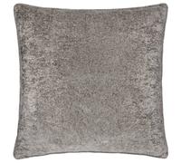 Paoletti Lustre Velvet Polyester Filled Cushion - Crushed Velvet Luxury Textured Piped Edge Decorative Pillow (Pewter - 50x50cm)