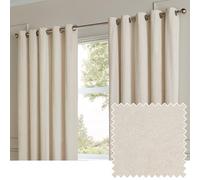 Paoletti Lustre Velvet Eyelet Curtain Pair - Luxury Soft Iridescent Sheen Textured Room Darkening Curtains (Ivory - Width 168 x Drop 229cm)