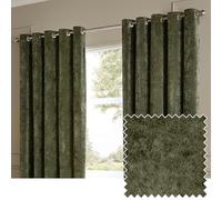 Paoletti Lustre Velvet Eyelet Curtain Pair - Luxury Soft Iridescent Sheen Textured Room Darkening Curtains (Malachite Green - Width 168 x Drop 229cm)