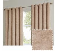 Paoletti Lustre Velvet Eyelet Curtain Pair - Luxury Soft Iridescent Sheen Textured Room Darkening Curtains (Oyster - Width 168 x Drop 229cm)