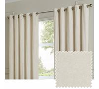 Paoletti Lustre Velvet Eyelet Curtain Pair - Luxury Soft Iridescent Sheen Textured Room Darkening Curtains (Ivory - Width 168 x Drop 183cm)