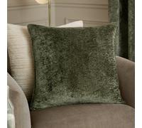 Paoletti Lustre Velvet Feather Filled Cushion - Crushed Velvet Luxury Textured Piped Edge Decorative Pillow (Malachite Green - 50x50cm)