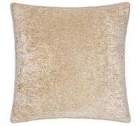 Paoletti Lustre Velvet Feather Filled Cushion - Crushed Velvet Luxury Textured Piped Edge Decorative Pillow (Champagne - 50x50cm)