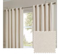 Paoletti Lustre Velvet Eyelet Curtain Pair - Luxury Soft Iridescent Sheen Textured Room Darkening Curtains (Ivory - Width 168 x Drop 137cm)