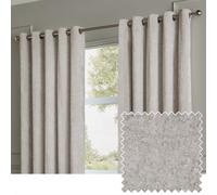 Paoletti Lustre Velvet Eyelet Curtain Pair - Luxury Soft Iridescent Sheen Textured Room Darkening Curtains (Silver - Width 229 x Drop 137cm)