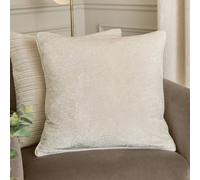 Paoletti Lustre Velvet Polyester Filled Cushion - Crushed Velvet Luxury Textured Piped Edge Decorative Pillow (Ivory - 50x50cm)