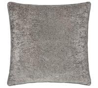 Paoletti Lustre Velvet Polyester Filled Cushion - Crushed Velvet Luxury Textured Piped Edge Decorative Pillow (Pewter - 50x50cm)