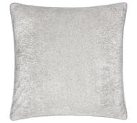 Paoletti Lustre Velvet Polyester Filled Cushion - Crushed Velvet Luxury Textured Piped Edge Decorative Pillow (Silver - 50x50cm)