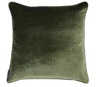 Riva Paoletti Luxe Velvet Feather Filled Cushion - Olive Green - Soft Velvet Feel Fabric - Reversible - Hidden Zip Closure - Machine Washable - 100% Polyester Case - 55 x 55cm (22" x 22" inches)