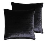 Paoletti Luxe Velvet Polyester Filled Cushions Twin Pack Black, Black