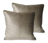 Paoletti Luxe Velvet Polyester Filled Cushions (Twin Pack), Polyester, Mink