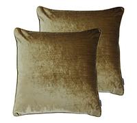 Paoletti Luxe Velvet Polyester Filled Cushions Twin Pack Gold, Gold