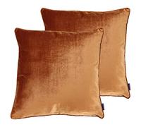 Paoletti Luxe Velvet Polyester Filled Cushions Twin Pack Rust, Orange