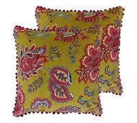 Paoletti Malisa Polyester Filled Cushions (Twin Pack), Cotton, Lemon Curry