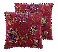 Paoletti Malisa Polyester Filled Cushions (Twin Pack), Cotton, Pomegranate