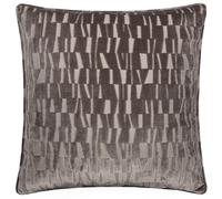Paoletti Manhattan Feather Filled Cushion - Elegant Geometric Textured Velvet Decorative Pillow (Mink - 50x50cm)