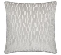 Paoletti Manhattan Feather Filled Cushion - Elegant Geometric Textured Velvet Decorative Pillow (Silver - 50x50cm)