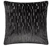 Paoletti Manhattan Polyester Filled Cushion - Elegant Geometric Textured Velvet Decorative Pillow (Charcoal - 50x50cm)