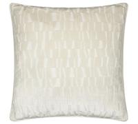 Paoletti Manhattan Polyester Filled Cushion - Elegant Geometric Textured Velvet Decorative Pillow (Ivory - 50x50cm)