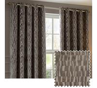 Paoletti Manhattan Fully Lined Velvet Eyelet Curtains Mink 168Cm Width 137Cm Drop, Brown