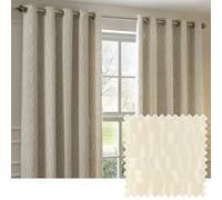Paoletti Manhattan Fully Lined Velvet Eyelet Curtains Ivory 229Cm Width 229Cm Drop, Cream