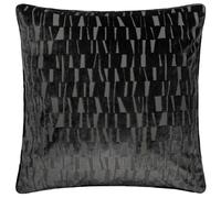 Paoletti Manhattan Velvet Cushion Cover - Charcoal - 50cm x 50cm - Charcoal - 100% Polyester