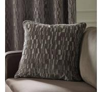 Paoletti Manhattan Polyester Filled Cushion - Elegant Geometric Textured Velvet Decorative Pillow (Mink - 50x50cm)