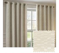 Paoletti Manhattan Velvet Room Darkening Eyelet Curtain Pair, Ivory, (W) 229 X (D) 183Cm