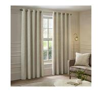 Paoletti Manhattan Velvet Eyelet Curtains - Ivory - 168cm x 229cm - Ivory - 100% Polyester