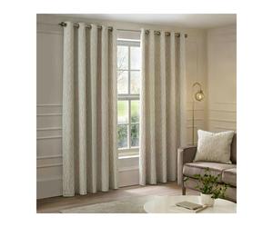 Paoletti Manhattan Velvet Eyelet Curtains - Ivory - 229cm x 183cm - Ivory - 100% Polyester