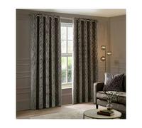 Paoletti Manhattan Velvet Eyelet Curtains - Mink - 229cm x 183cm - Mink - 100% Polyester