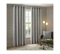 Paoletti Manhattan Velvet Eyelet Curtains - Silver - 168cm x 183cm - Silver - 100% Polyester