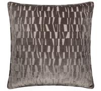 Paoletti Manhattan Polyester Filled Cushion - Elegant Geometric Textured Velvet Decorative Pillow (Mink - 50x50cm)