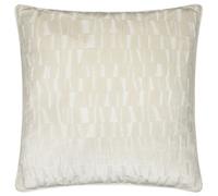Paoletti Manhattan Polyester Filled Cushion - Elegant Geometric Textured Velvet Decorative Pillow (Ivory - 50x50cm)