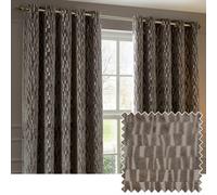 Paoletti Manhattan Fully Lined Velvet Eyelet Curtains Mink 168Cm Width 183Cm Drop, Brown